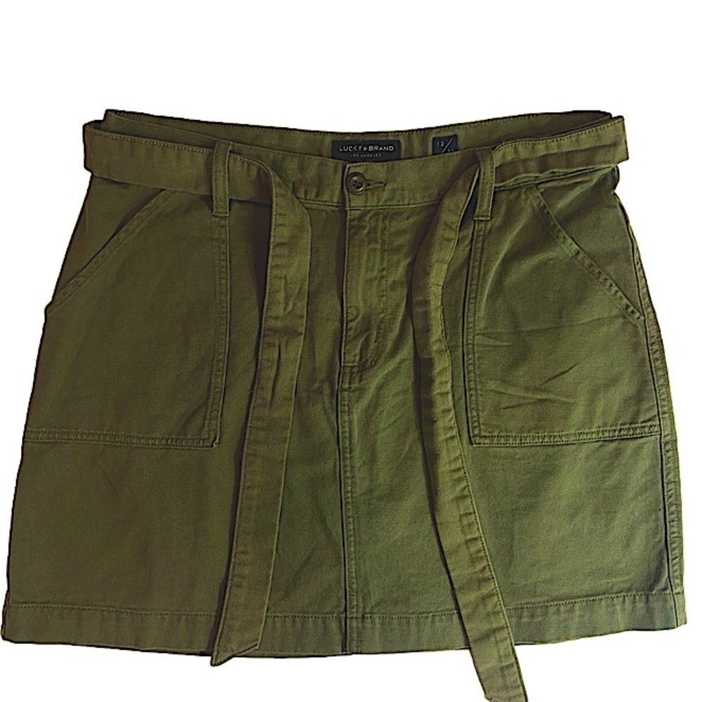 Lucky Brand Olive Green Belted Mini Skirt Women’s Size 31 / 12